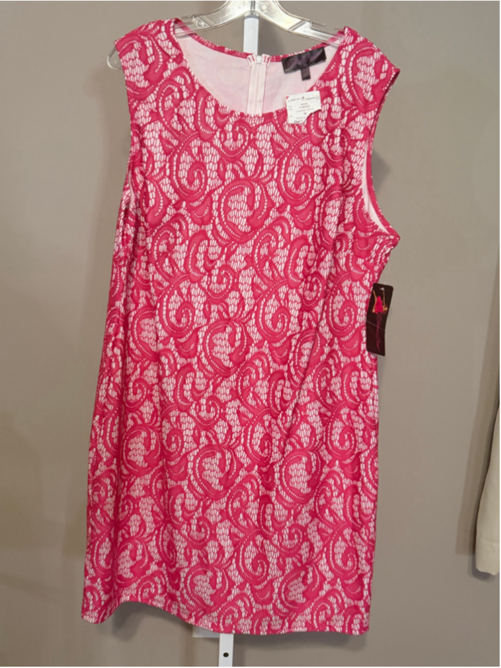 Women's Glam Doll Pink and White Lace Mini Dress, Size 3X